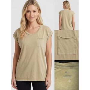 Aerie American Eagle Oversized Pocket Tee Mustard Yellow Scoop Neck S
